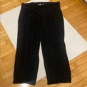 TAN JAY Plus Wide Leg women’s satin crinkle black pants elastic waist  Size 2X